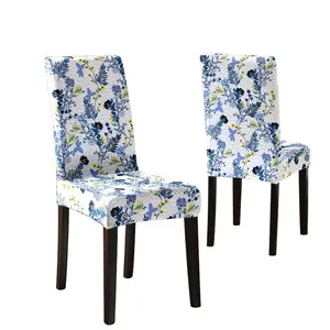 4/6PCS, Dining chair protective cover, blue floral and butterfly pattern, elastic polyester fiber chair cover, Stretch chair slipcover, easy to disassemble, suitable for home, kitchen, restaurant, hotel chair decoration