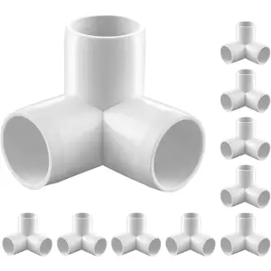 VEVOR 3-Way PVC Fittings, 1-inch PVC Pipe Joints Elbow Connector, 10-Pack Furniture Grade Tee Fittings for DIY Storage Rack, Animal Cage, Pool or Garden Support Frame, Impact & Weather-Resistant