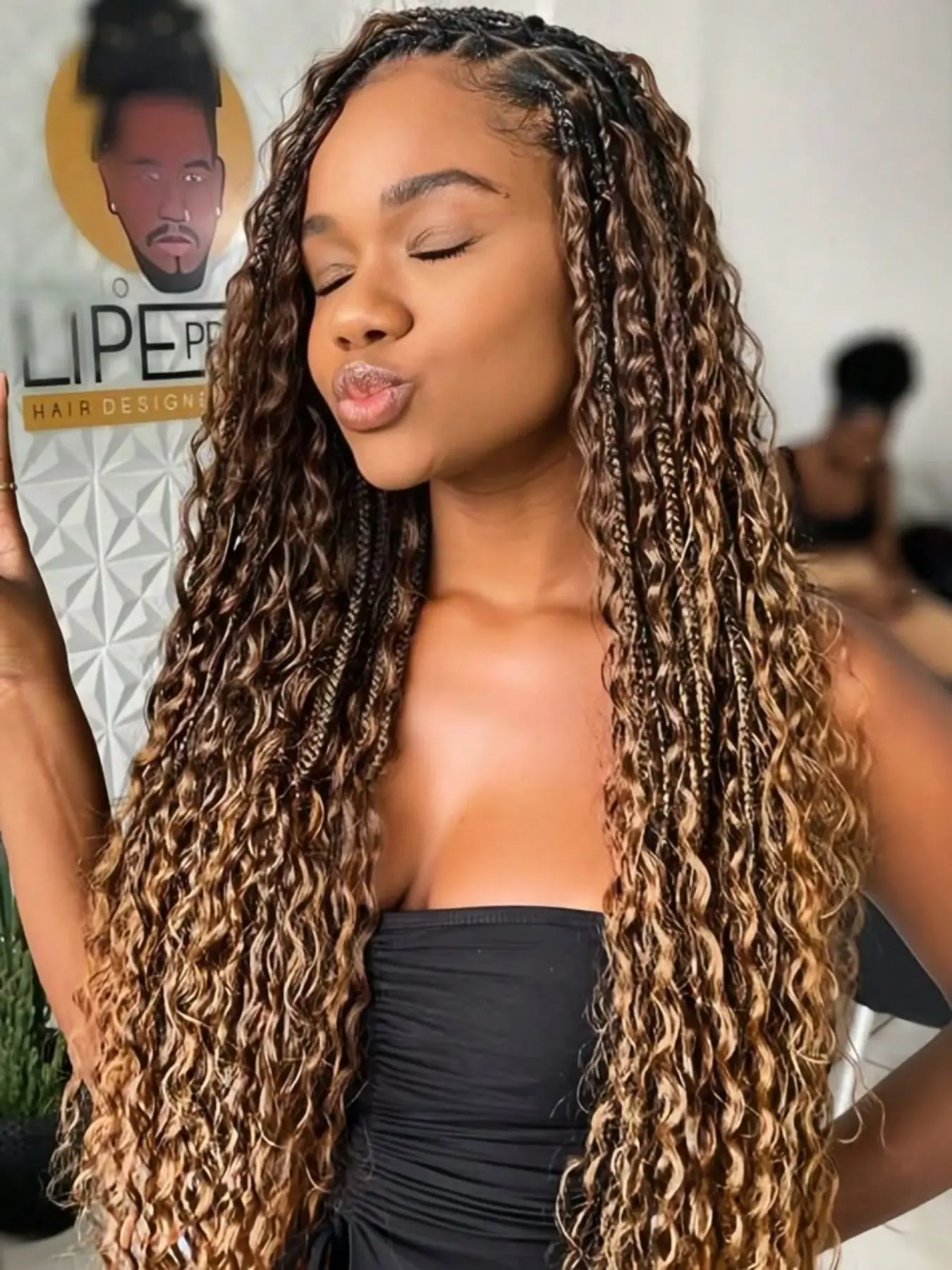 Malaika 32 Inches Synthetic Full Lace Curly Knotless Braided Wigs Synthetic Hair Comfortable All-Day Wear, Lightweight and Stylish for Effortless Beauty, Synthetic Knotless Braids, Synthetic Fiber Wig