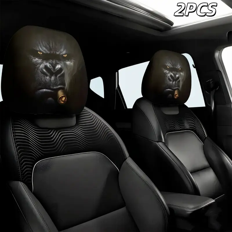 Sohochic 2-Pcs Car Seat Headrest Covers, Soft Neck Support Pillows, Easy Wipe Clean, Snug Elastic Fit, Wear-Resistant, Removable, Versatile Universal Vehicle Interior Decor Car Accessory (Ideal Holiday Gift)