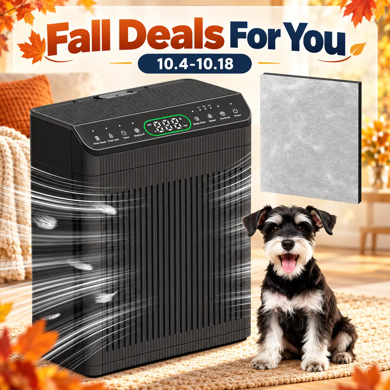 MORENTO 066 Anti-Bacteria HEPA Air Purifier (3-48w, Up to 1690 ft²) - Aroma + HEPA Duo, Adjustable Auto Fan Speed, Timer, Pet Mode, Real-Time PM2.5 Monitor, Washable Filter, Allergy Relief, Decor-Friendly for Large Spaces, Open Office, Breathe Better