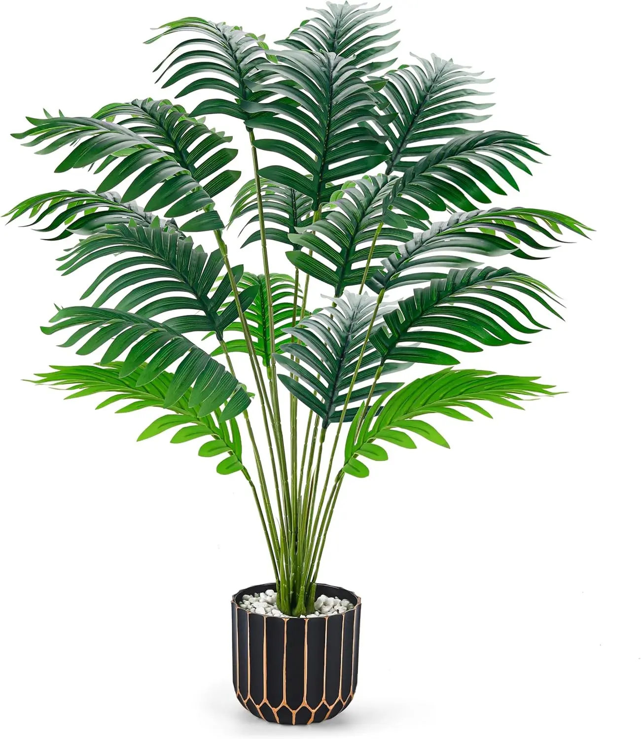 Der Rose 28" Large Artificial Palm Tree - Fake Greenery Plants, Decorative Potted House Decor for Living Room Decorations, Outdoor Front Porch Accent for New Home Moves (Botanical Flower Arrangement Artificial Plants Included)