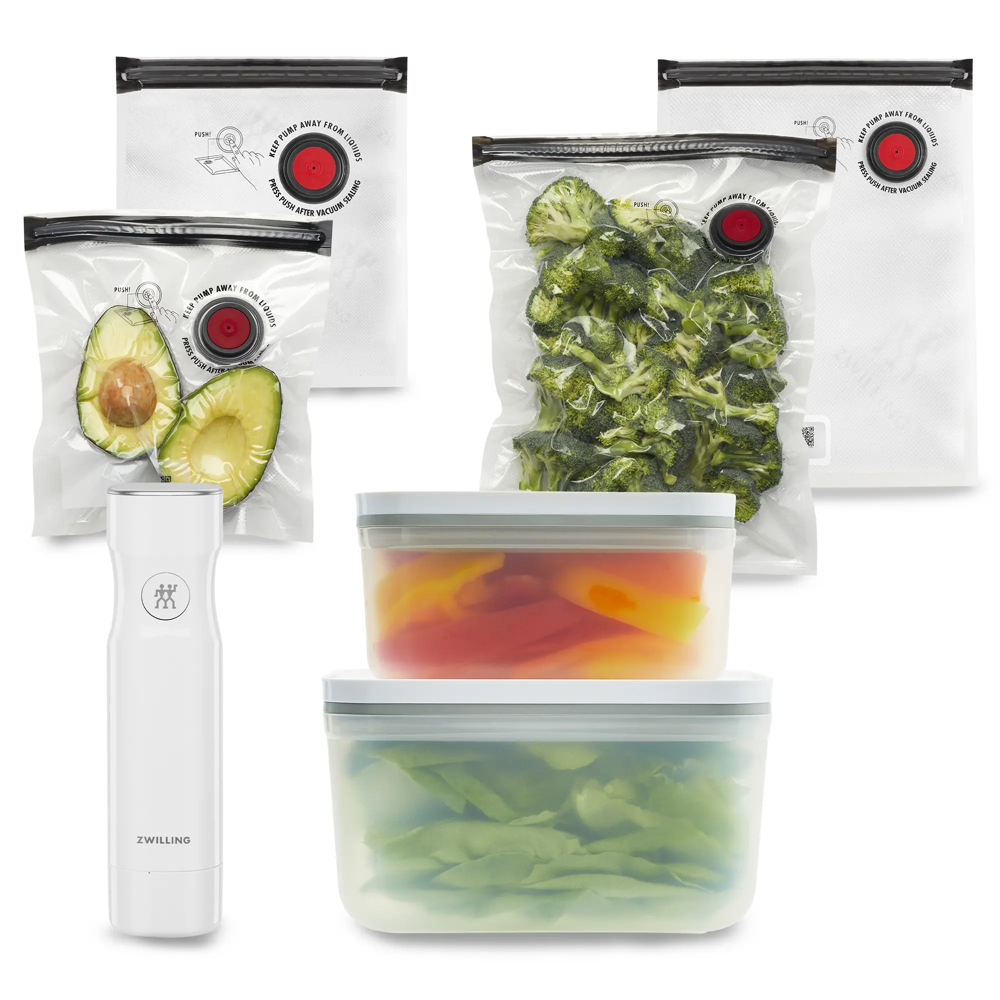 ZWILLING Fresh & Save 7-pc Vacuum Sealer Machine Starter Set, Sous Vide Bags, Meal prep, Airtight Containers