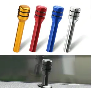 4pcs Car Door Lock Knob, Aluminum Alloy Interior Door Lock Pin, 1.9"X0.4" Door Lock Knob Button, Car Interior Accessories, Compatible With Most Cars, Trucks And