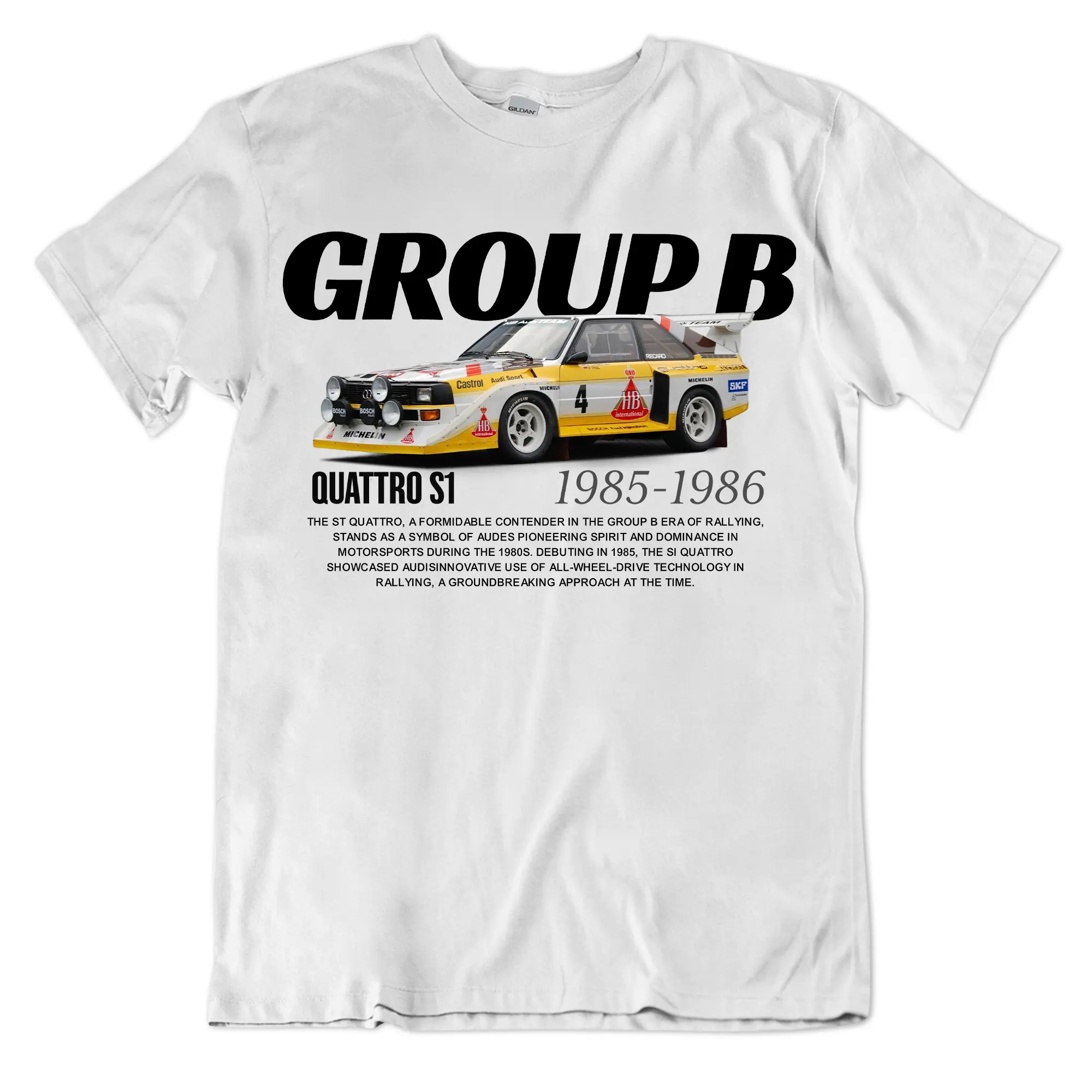 Vintage car t-shirt AUDI S1 QUATTRO group B rally Racing Streetwear Gifts for motorists Gift for dad Unisex Top Tee