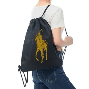 Grim Reaper Riding Unicorn Scythe Graphic Drawstring Backpack for Outdoor Sports Gym Travel Casual Use Unisex Youth Halloween Day Gift Cool Dark Fantasy Style Gift for Horror Fans and Alternative Style Enthusiasts Perfect Birthday or Festival Present