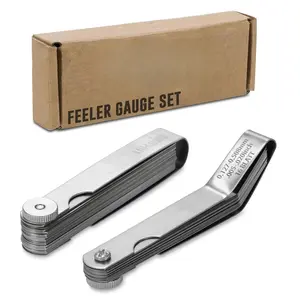 2pc Feeler Gauge Set - Premium Straight & Angled Feeler Gauges for Valves - Inch and Metric Measurement - Gap Tool for Automotive