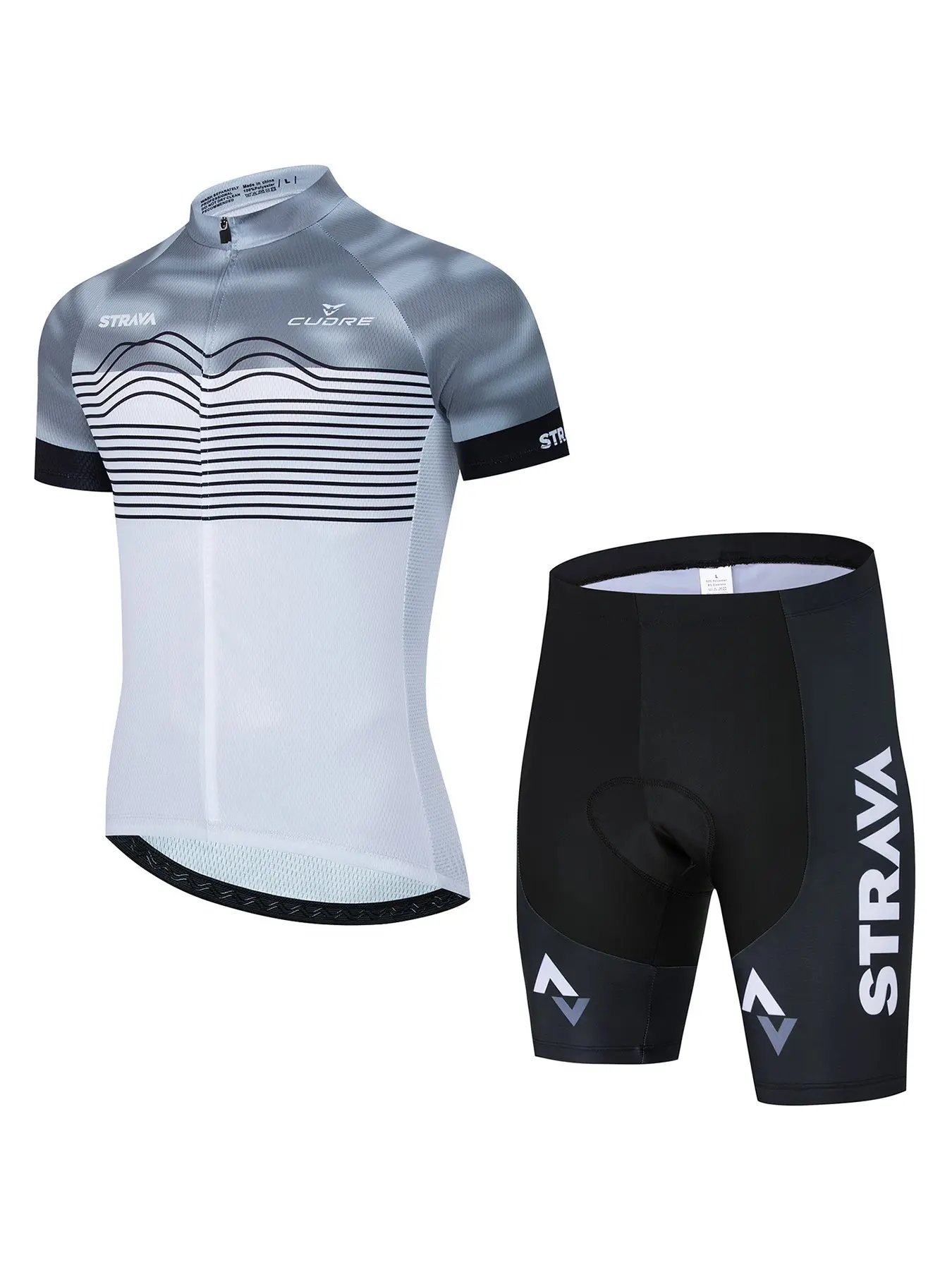 Men's Cycling Short Sleeve Set, Breathable Dry Fit Sportswear, Workout Sets, Road Bike Shirt, Three Back Pockets, Round Neck, Geometric Print, All Seasons