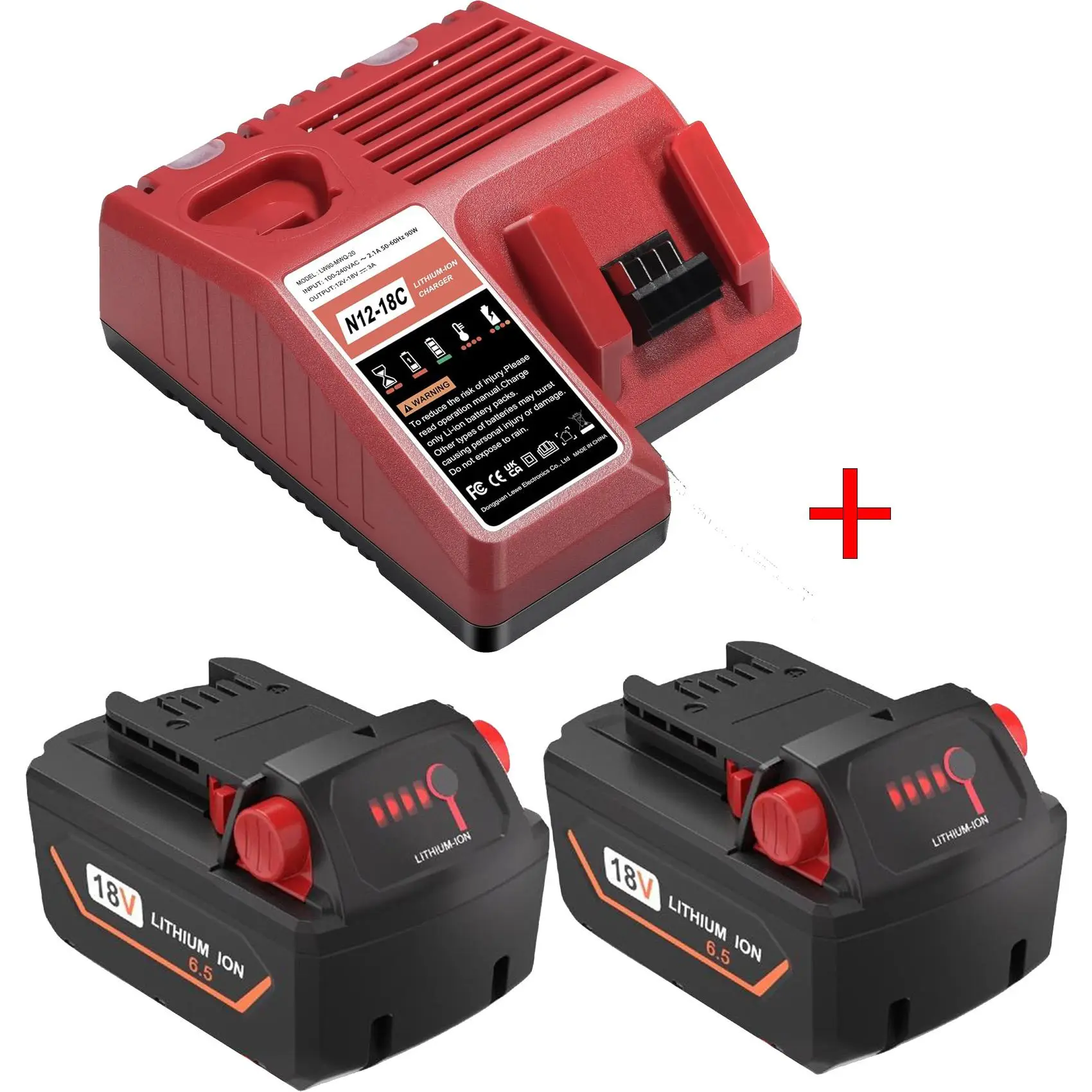 JYJZPB 2 Pack 6.5Ah ΛΛ18 Batteries for Milwaukee ΛΛ18 Battery Lithium High Output 48-11-1850 48-11-1862 48-11-1840 48-11-1828 48-11-1815 compatible fo