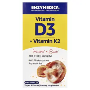 Enzymedica Vitamin D3 + Vitamin K2, 60 Capsules