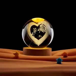 3D Tech Laser Engraved Décor Crystal Ball (Heart-shaped Clouds of love ) Galaxy, Solar System & Animal Series Figurines Collectibles Gifts for Women,Creative Gift for Love, Friendship Birthday. Perfect gift Surprise Idea for Girlfriend,Lover Kids, Friends