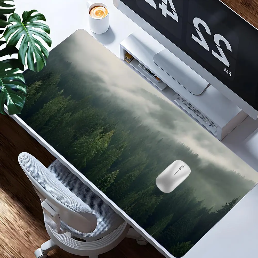 Forest Pattern Mouse Pad, Large Mouse Pad, Non-slip Rubber Base Mousepad, Rectangle Desk Keyboard Mat, Computer Desk Mat for Home Office Game Room, Desk Accessories