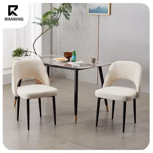 RIMIKINGRIMIKING Fabric Dining Chairs Set of 2, Ergonomic Curved Back and Soft Cushion Seat, Sturdy Metal Legs Upholstered Side Chairs for Dining Room,a set 0f 2，6012