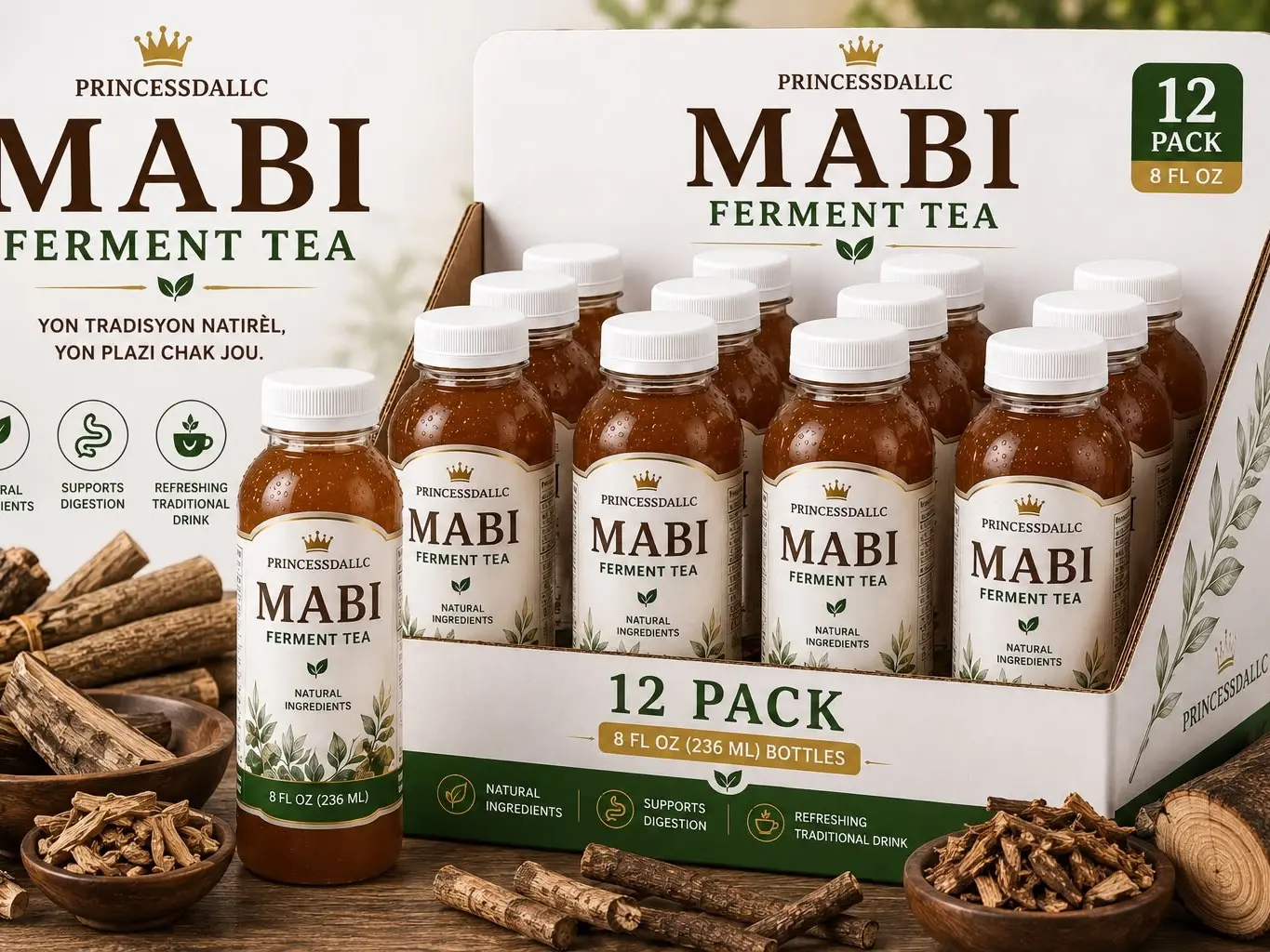 12 Pack Mabi Haitian Traditional Tea ,Fermented Drink