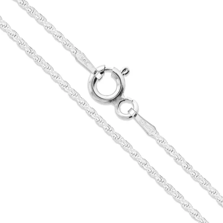 Rope 025 - 1.1mm - Sterling Silver Rope Chain Necklace 925 Italian 16-36"
