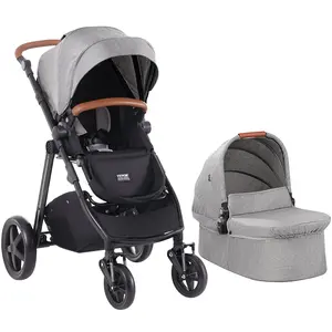 VEVOR Travel System Stroller with Infant Bassinet, 2-in-1 Baby Cradle Stroller Combo, Reversible Seat, Easy One-button Folding, EVA Tires with Brake Aluminum Stroller Carseat Combo Set (Dark Gray)
