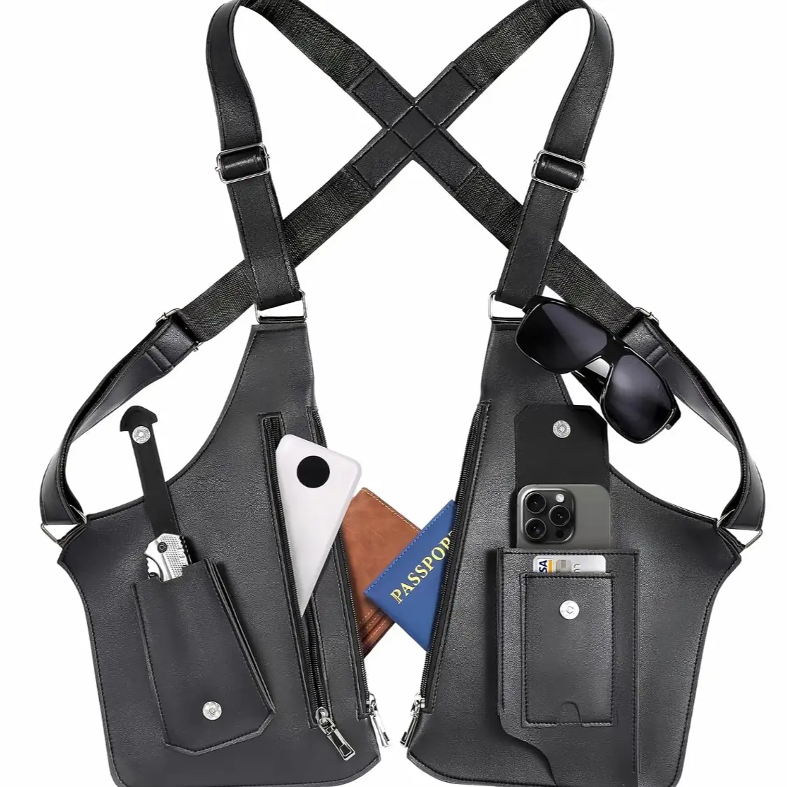 Adjustable Underarm Shoulder Bag for Men and Women- Anti-theft Hidden Storage for Cell Phones and Other Hunting and Outdoor Gear, High-Quality Faux Leather (PU Leather), Christmas first choice, best holiday gift outdoorfun Wing Bag handbag