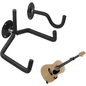Guitar Wall Mount Acoustic/Electric/Classical Guitar, Ukulele, Banjo and Mandolin Wall Hanger Horizontal Holder Bass Stand Rack Hook (Set of 1)