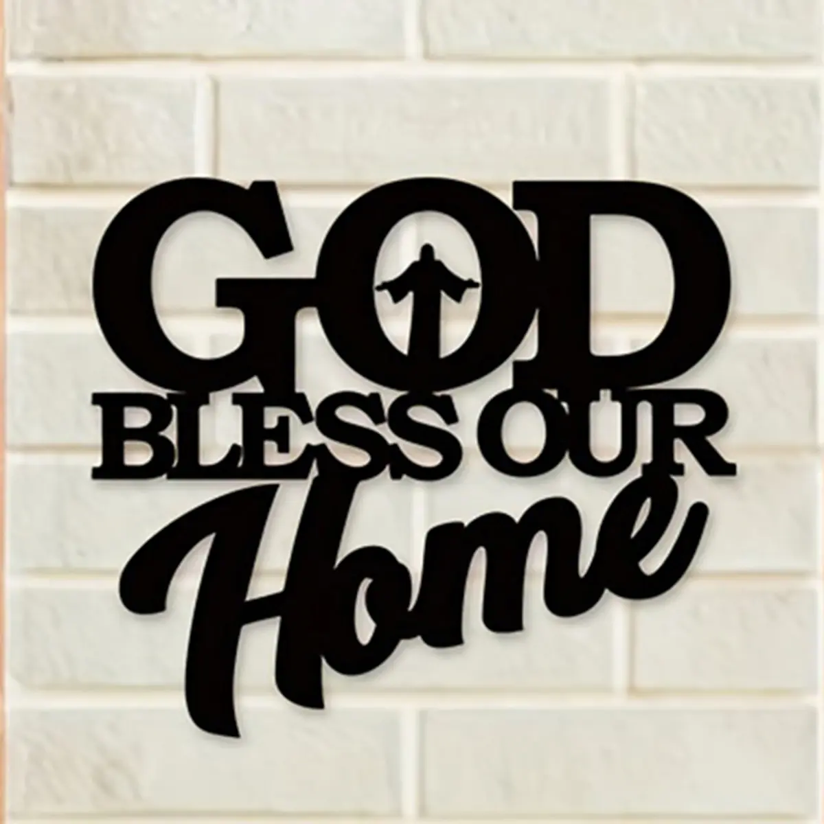 God Bless Our Home Letter Design Wall Decor, Indoor Decoration, 1 Count Creative Iron Wall Art, Wall Hanging Decor for Home Living Room Bedroom, Modern Home Decor, Home Decor