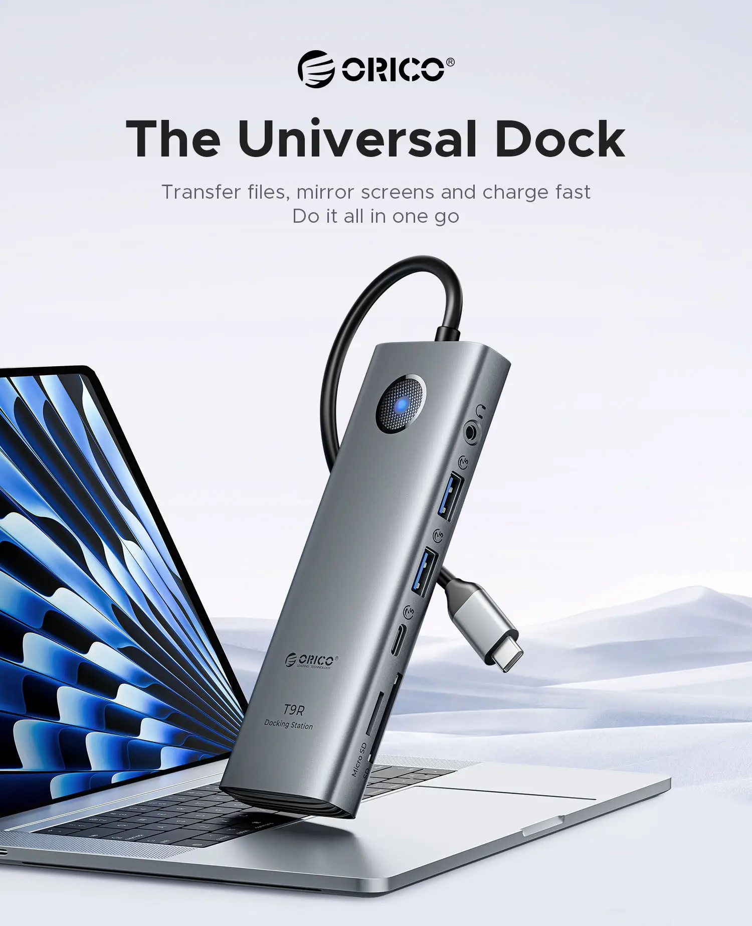 ORICO USB-C Docking Station Dual Monitor, 8-in-1 Laptop Docking Station with 2 HDMI 4K@60Hz, 100W PD, USB-A&C 3.0, SD/TF, USB C Dock Compatible with MackBook/Dell XPS/HP/Surface-T8H