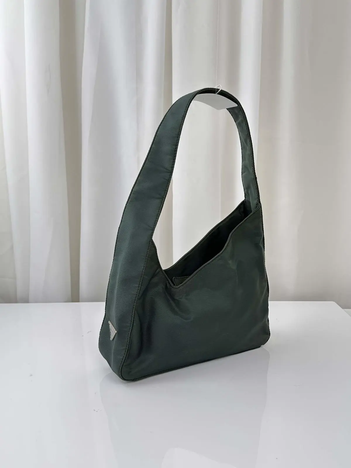 Pre-owned PRADA As Shown Shoulder Bags logo plate handbag, nylon, green. MR20052026B370