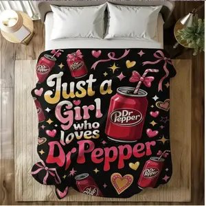 Dr. Pepper Retro Cool Vibe American Style Flannel Slogan Blanket, A warm nap blanket，Weighted Throw, Classic Warm Decor Piece, Ideal Gift for Loved Ones，Suitable for use in offices, sofas, and travel settings, etc.
