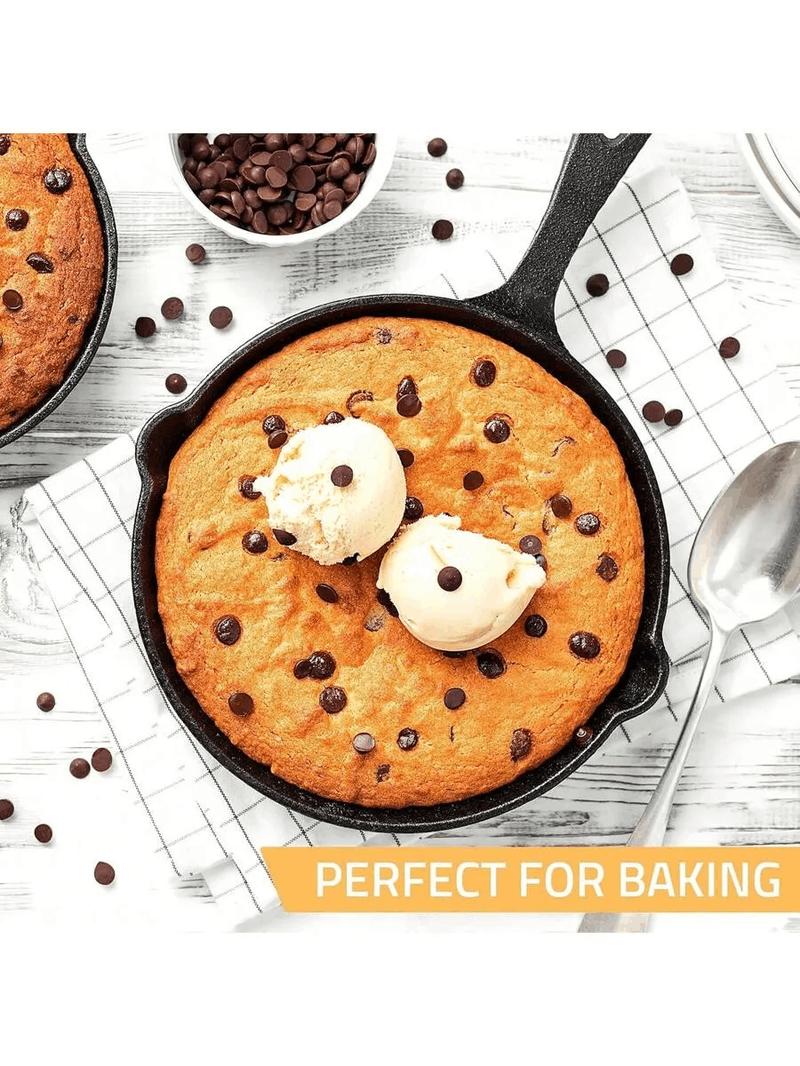 3Pcs Cast Iron Pan Pre-Seasoned Iron Skillet Set Heavy Duty Skillet Set With Pouring Lip For Grilling Searing Frying Baking 6 Inch 8 Inch And 10 Inch Black