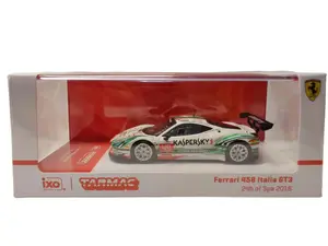 Tarmac Works Ferrari 458 Italia GT3 24h of Spa 2016 Diecast Model Car 1:64 Scale Limited Edition Real Rubber Tires Collectible Toy