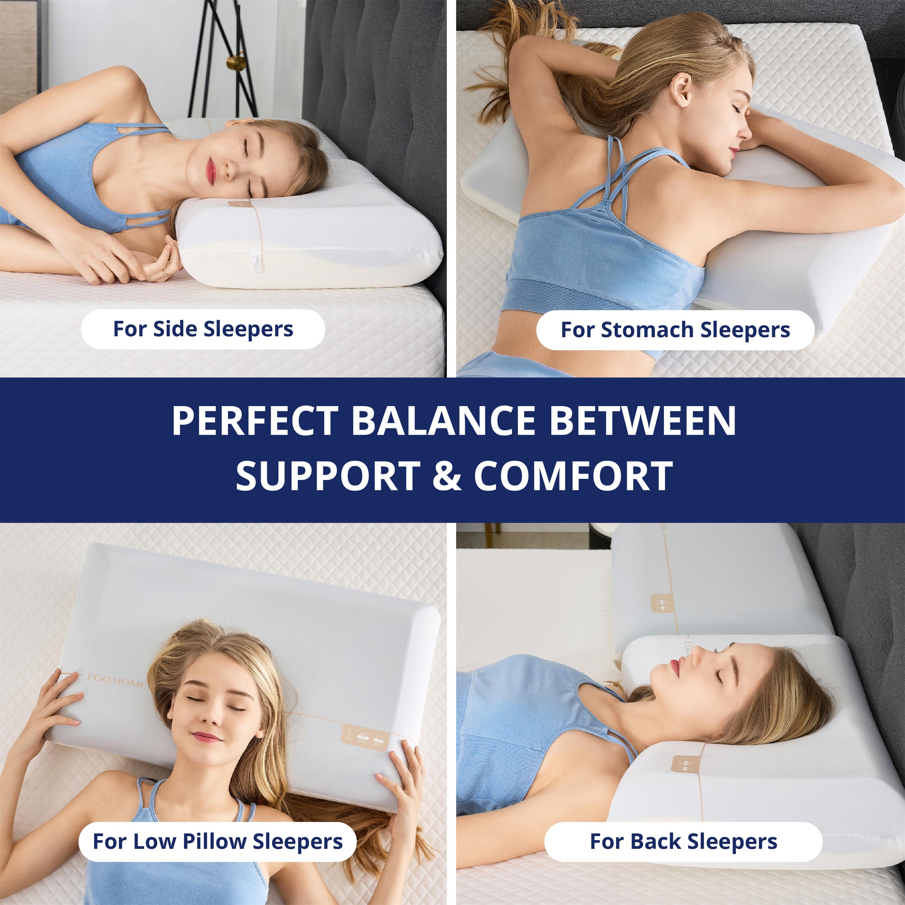 EGOHOME Memory Foam Pillow 26x16 Inches Double-Core Patent Design Wash Free Relaxation Rejuvenated for Side, Stomach & Back Sleepers