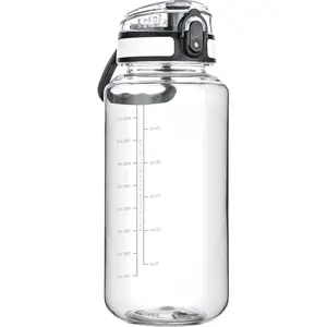 32 Oz Clear Tritan Water Bottle with Chug Lid, BPA-free, Wide Mouth, Leak Proof - for Gym, Travel, Home, School, Office (Clear&White)