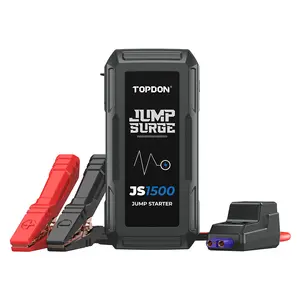TOPDON JS1500 Jump Starter 1500-Amp Peak Current 10000mAh Portable Charger with 300 Lumen LED Flashlight for Car Jump Starts & USB Charging