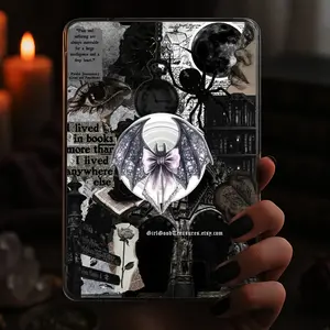 Gothic Bow Black Lace Bat Kindle Grip Dark Romance Magnetic Holder Magsafe Phone Kindle Accessory