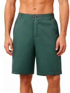 Men's Summer Outfits Classic Plain Solid Color Chino Casual Street Shorts for Daliy Wear, Button Front Breathable Elastic Waist Pockets, Versatile Summer Bottoms, Daily Commute Wear