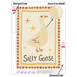 5D DIY Diamond Painting| Silly Goose With Star Accents & Playful Text DIY Diamond Art Kit, Cream Backdrop & Red-Diamond Framed Border Canvas Wall Art Print. Home Decor Diamond Painting, Mosaic Kit, DIY Your Own Wall Art, Enjoy The Fun Of Hands-On Crafts