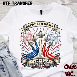 Happy 4th of July Design DTF Transfer Direct to Film Ready to Press Hot Peel for Pocket Designs Koozies Hats Quality Apparel Printer with Free 4 Inch Pocket Transfer Xtool Printer
