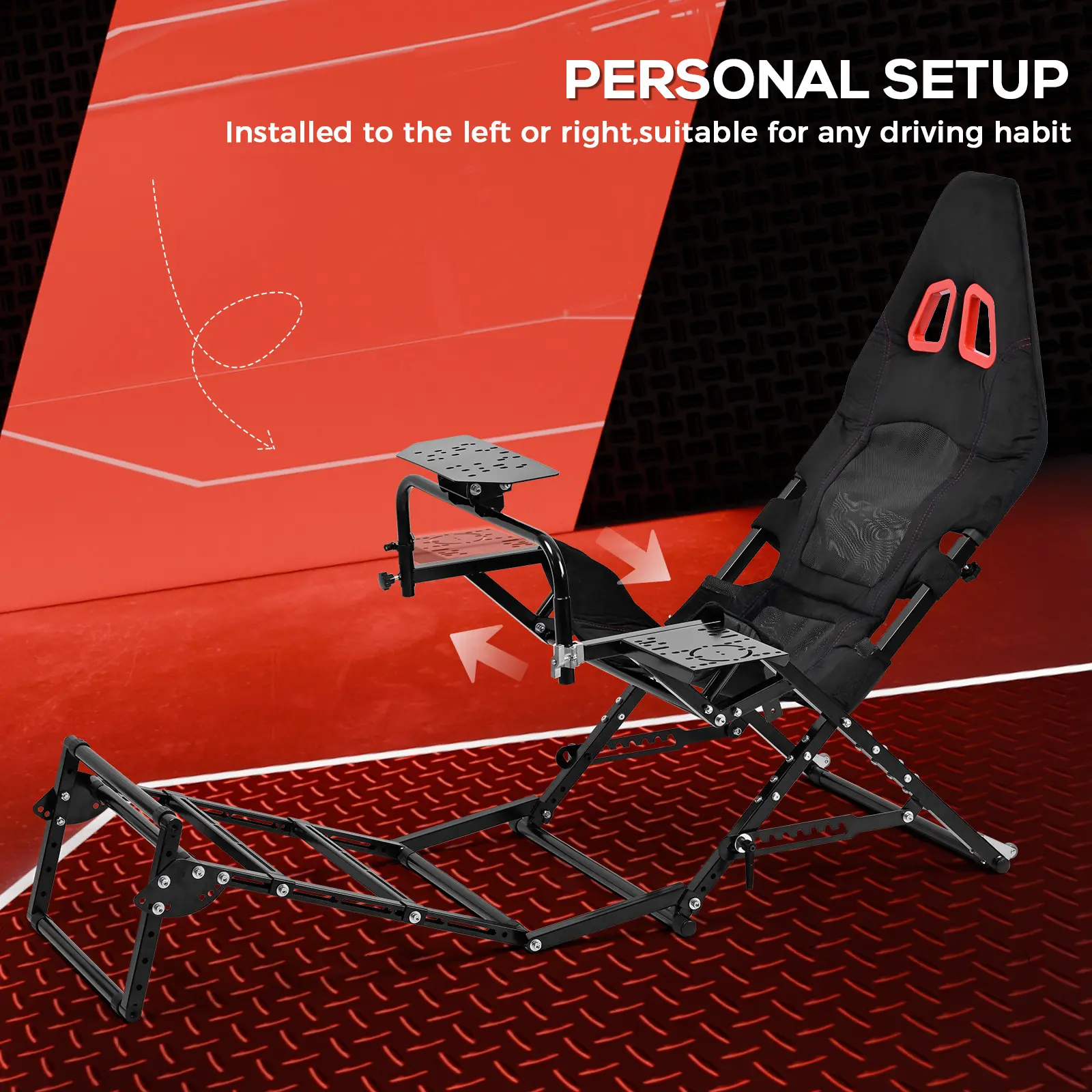 Supllueer Foldable Racing Simulator Cockpit, compatible with  G29/G920/G923,  T248/T300 Direct Drive Wheels (up to 10Nm). Wheel and Pedals are not included.