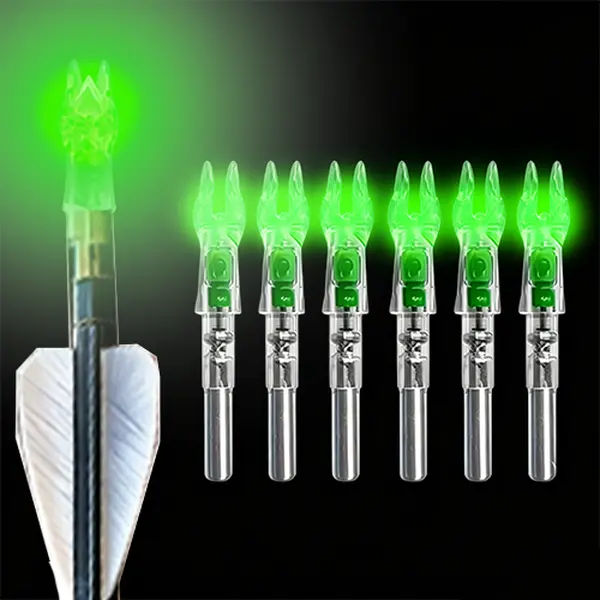 JianZD Lighted Nocks For Arrows .204/.233/.244/.246 6.2 Diameter With H, S, GT Bushings, High-Visibility LED Light Up Nocks With ON/Off Switch For Archery Green/Red/Blue - 6PCS Crossbow Nocks Universal Outdoor Sport