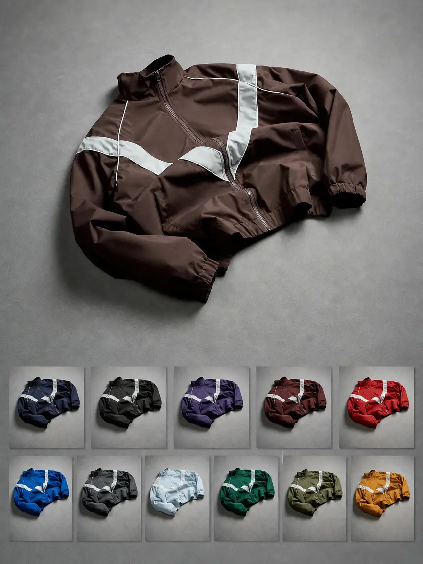 Retro collegiate-style oversized color-block stand collar athletic jacket, loose fit, versatile unisex casual outerwear Coats Menswear