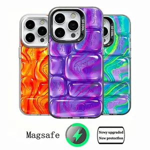 NeeDoh Cool Crush Ice Cube Phone Case, 3D Visual Effect Bubble Case, Glossy Hard Protective Cover, Colorful Aesthetic Case for iPhone 11-17 Pro Max 16 Plus Series Military-Grade Drop Protection Cover.Shockproof Magnetic iPhone Case,Vibrant Design