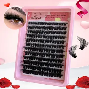 BamyLash 8-16mm Lash Clusters Thick Long 100D Volume Cluster Eyelash Extensions D Curl Extension cateye Eyelash Clusters Wispy Individual Lashes Soft False Eyelashes DIY Lash Extension at Home Eye Makeup Cosmetic