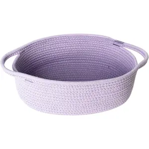 Yellow Woven Basket, 13" x 9" x 5" Baskets for Gifts Empty, Cute Cotton Rope Cat Dog Toy Bin Box, Small Woven Bin for Organizing, Yellow Room Decor, Nursery Cloth Diaper Storage Organizer