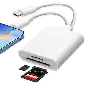 USB-C to SD Card Reader, Multi-Functional Type-C Mobile Phone SD Card Reader and USB Port Adapter, Phone Accessory for iPhone 13/14/15/16, USB C Interface, Memory Card Reader