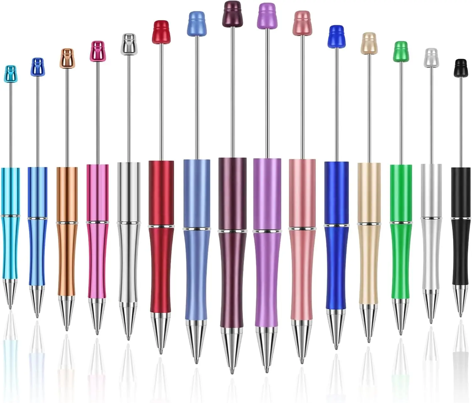 Beadable Pens 15 PCS - Black Ink Beaded Pens for Creative DIY Projects, Office & School Supplies, No Warranty Available