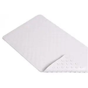 212 MAIN Rectangle Textured Top Bath Mat, 16x28 in. Latex-Free White Shells Rubber Bath Rug, Soft Non-Slip Bathroom Mat