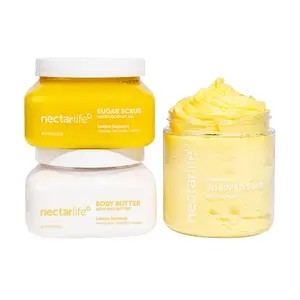 Gentle Shave Set with Shea Butter & Avocado Oil  for Hair Removal - includes Exfoliating Body Scrub, Shea Body Butter & Nourishing Whipped Soap