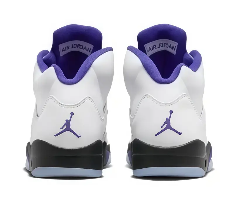 Three-Tone Off White Smooth Leather Street Footwear, Violet Purple Lining Black Trim High Height Vintage Cushioned Translucent Blue Outsole Basketball Trainers