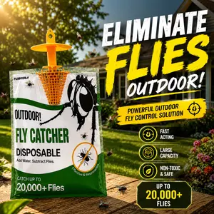 Outdoor Disposable Fly Trap,Portable Hanging Fly Catcher Attractant Bait,Add Water to Use,Insect Traps,Bug Traps for Patio,Backyard,Ranch & Garbage Areas,Outdoor Fly Control - 4/9-Pack Traps