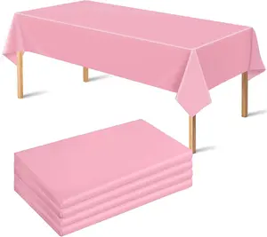 4 Pack Plastic Table Cloth Disposable,Pink Tablecloth - Pink Table Cloths for Parties - Pink Birthday Party Decorations,Mothers Day Decorations