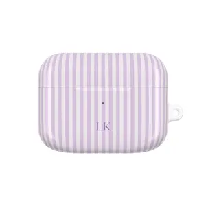 Personalized Purple Airpods Case, Custom Monogram Airpods Case, Aesthetic Striped Airpods Case, Summer Coastal Airpods Case, Preppy Air Pods CaseBeachy
