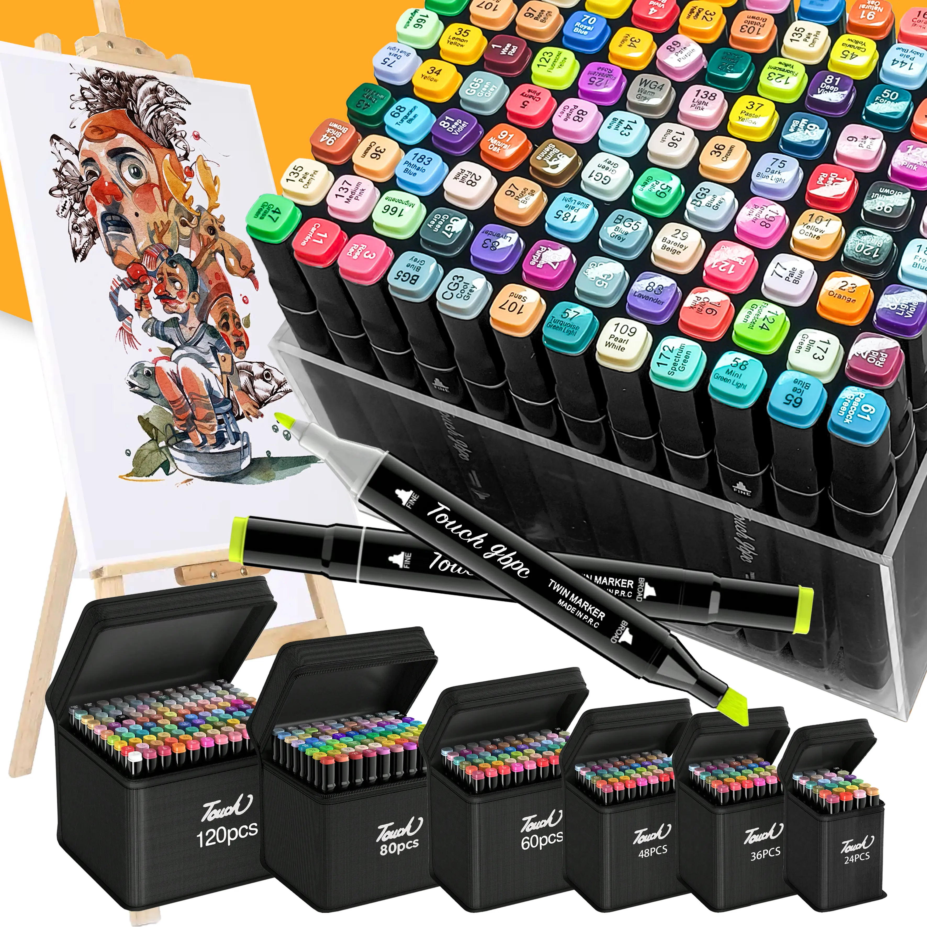 Premium Color Alcohol Mark Set - Dual-Tip Professional Permanent Sketch Markers, Blending Capability Art Supplies for Detailed Artwork, Diamond Painting